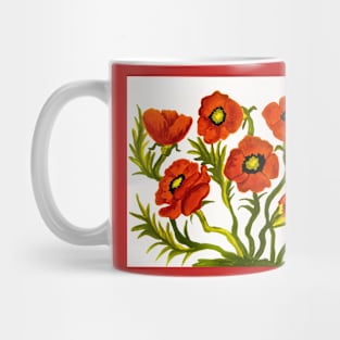 Red poppies on white Mug